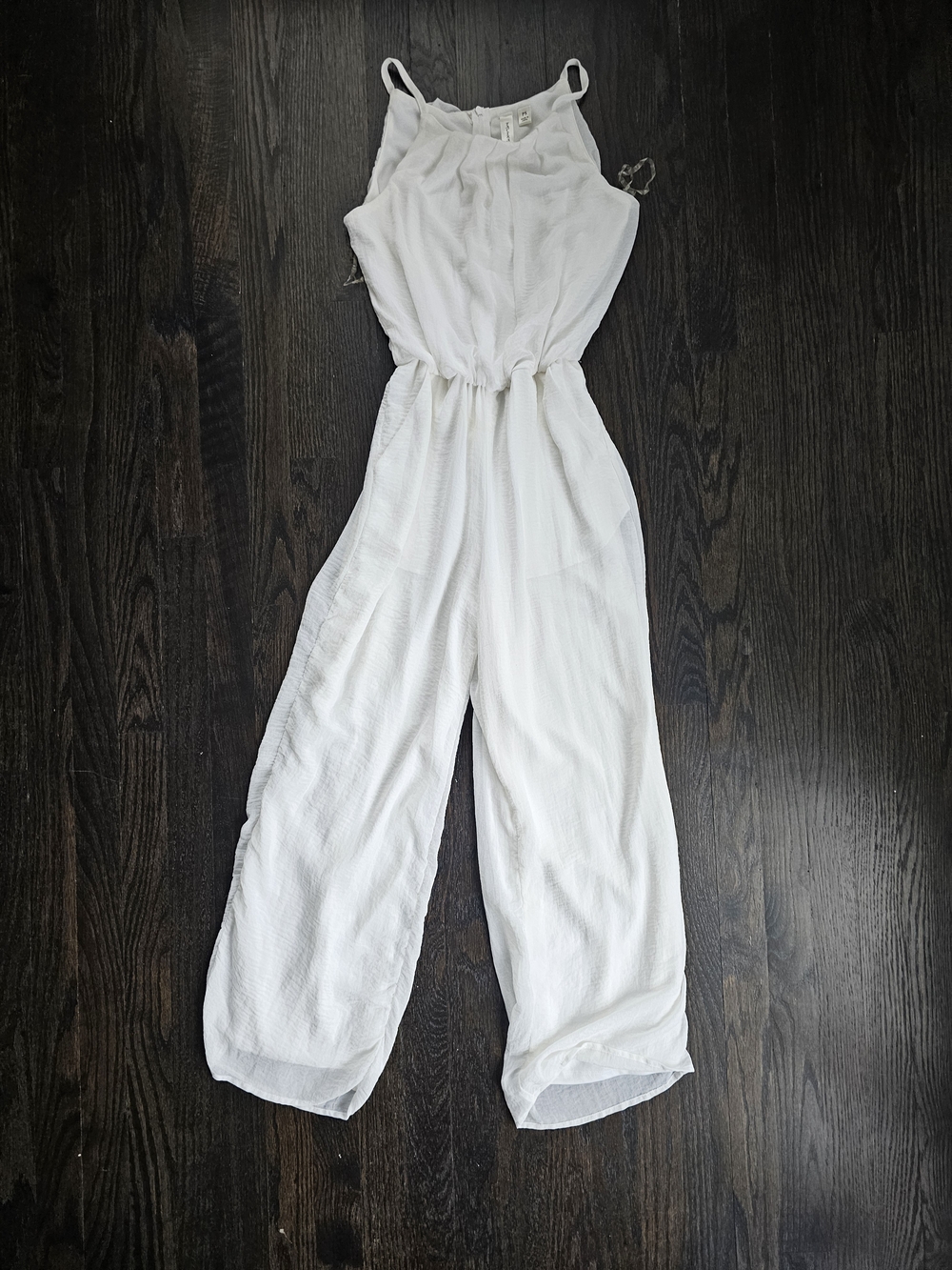 Women's White Sleeveless Wide-Leg Jumpsuit